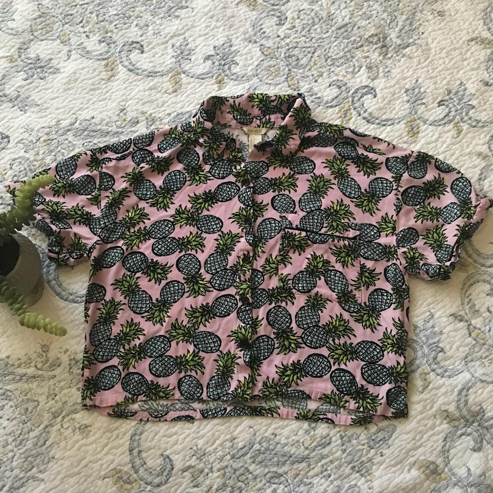🍍Forever 21 Summertime Pineapple Crop Top Pink S